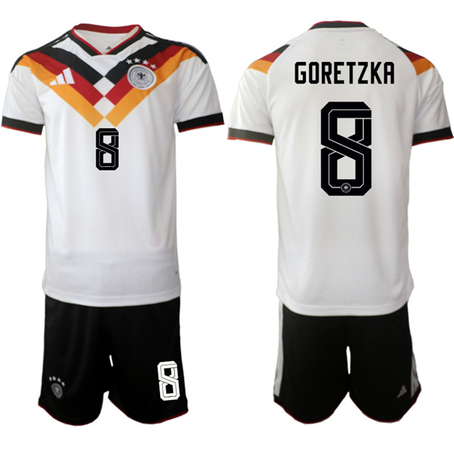 Men's Germany #8 Leon Goretzka White 2025/26 Home Soccer Jersey Suit